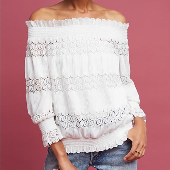 ⭐️ ANTHROPOLOGIE: Off Shoulder Lace Top - Picture 2 of 2